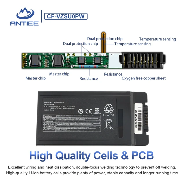 Alt view image 3 of 7 - CF-VZSU0PW CF-VZSU0PR Laptop Battery for Panasonic TOUGHBOOK CF54 CF-54 Mk1 54 Gloved Multi Touch, 54 Prime CF-VZSUOPW CF-VZSU0GW CF-VZSU0KR 46Wh 4200mAh