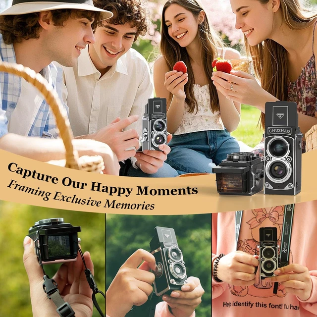 Alt view image 6 of 7 - CHUZHAO Digital Camera Retro Portable Mini Vintage Camera Digital TLR Vintage Old Style Camera with 12MP Photos 1080P FHD Video Auto Focus - Black