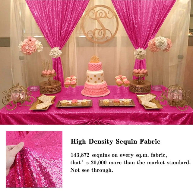 Alt view image 3 of 7 - Curtains 2 Panels Hot Pink 2FTx7FT Glitter Backdrop Curtains Sequin Shower Curtains 84 inch Long Fuchsia Sequin Photography Backdrop for Weddings Photo Booth Hanging