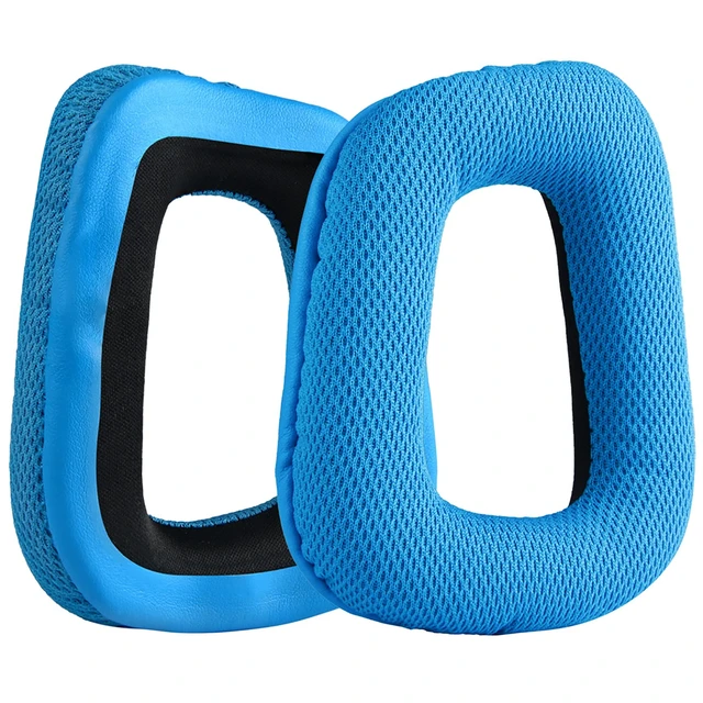 Alt view image 2 of 7 - Mesh Fabric Replacement Ear Pads for Logitech G930, G430, G432, G332, G35, F450 Headphones Ear Cushions, Repair Parts with Video Guide (Blue)
