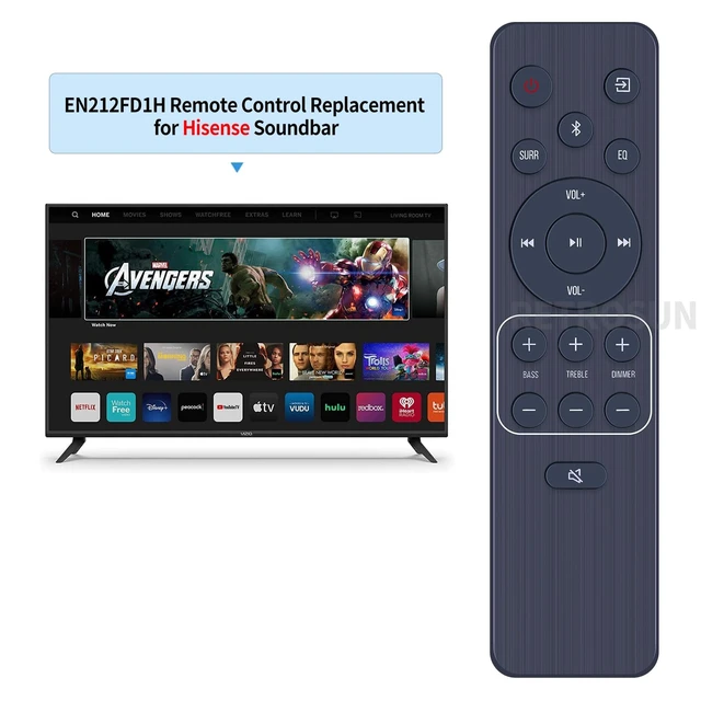 Alt view image 2 of 7 - Replacement Remote Control for Hisense 2.1 CH Sound Bar System EN212FD1H Compatible with Hisense Soundbar HS212F HS219 A620 HS212F HS219 AX5120G AX5100Q AX3125H R651
