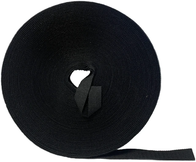 Main image of Hook and Loop Tape Roll 1/2 Wide x 75 Ft Long Double Sided Heavy Duty Non-Adhesive Non-Sticky Nylon Reusable Fastener Strip Adjustable Strap Wire Organizer Cable Wrap Black