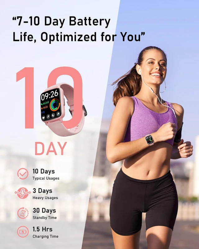 Alt view image 7 of 7 - Smart Watches for Men Women Fitness Tracker with Heart Rate Monitor IP68 Waterproof 100+ Sport Mode Activity Trackers Compatible with iPhone Android Phones
