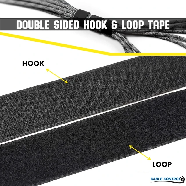 Alt view image 3 of 7 - Hook and Loop Tape Roll 3/4 Wide x 75 Ft Long Double Sided Heavy Duty Non-Adhesive Non-Sticky Nylon Reusable Fastener Strip Adjustable Strap Wire Organizer Cable Wrap Black