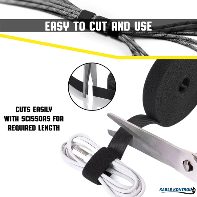 Alt view image 4 of 7 - Hook and Loop Tape Roll 3/4 Wide x 75 Ft Long Double Sided Heavy Duty Non-Adhesive Non-Sticky Nylon Reusable Fastener Strip Adjustable Strap Wire Organizer Cable Wrap Black