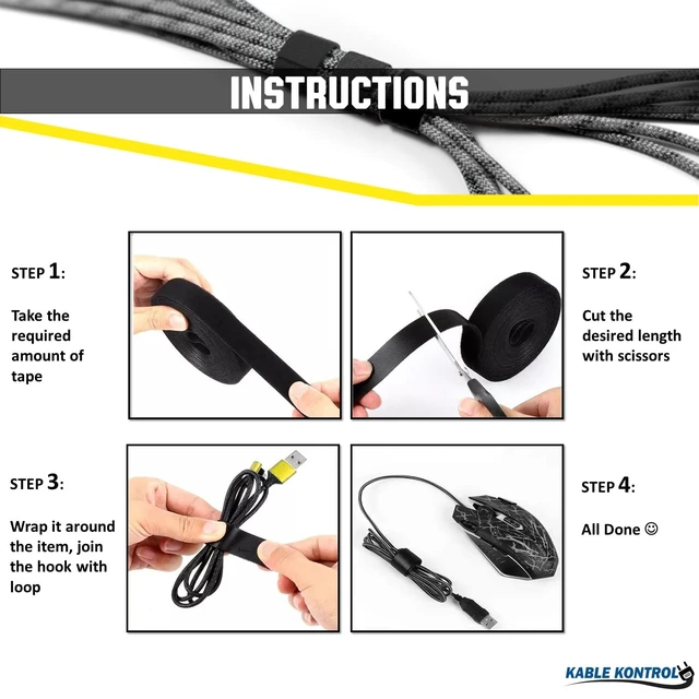 Alt view image 5 of 7 - Hook and Loop Tape Roll 3/4 Wide x 75 Ft Long Double Sided Heavy Duty Non-Adhesive Non-Sticky Nylon Reusable Fastener Strip Adjustable Strap Wire Organizer Cable Wrap Black