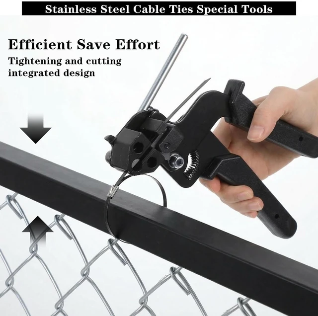 Alt view image 4 of 7 - Professional Metal Zip Tie Tool Kit with 150 Stainless Steel Zip Ties - 11.8 Inch Heavy-Duty Metal Cable Ties & Fastening/Cutting Cable Tie Plier for Fence, Pipe, Exhaust, Vehicle & Outdoor Use