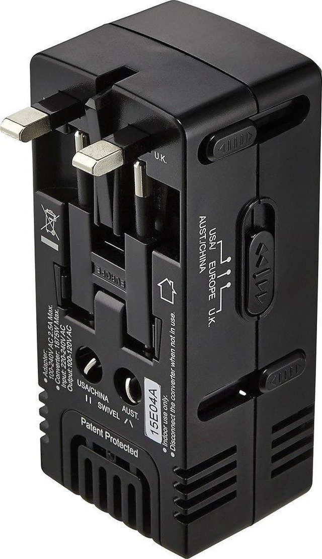 Alt view image 3 of 4 - All-In-One Travel Adapter/Converter - Black