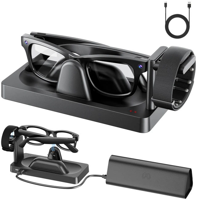 Main image of Charging Dock for Meta Ray-Ban Display Glasses & Neural Band 3-in-1 Charging Station with Anti-Slip Base, LED Indicator & USB Output, Stable Smart Glasses Charger Stand
