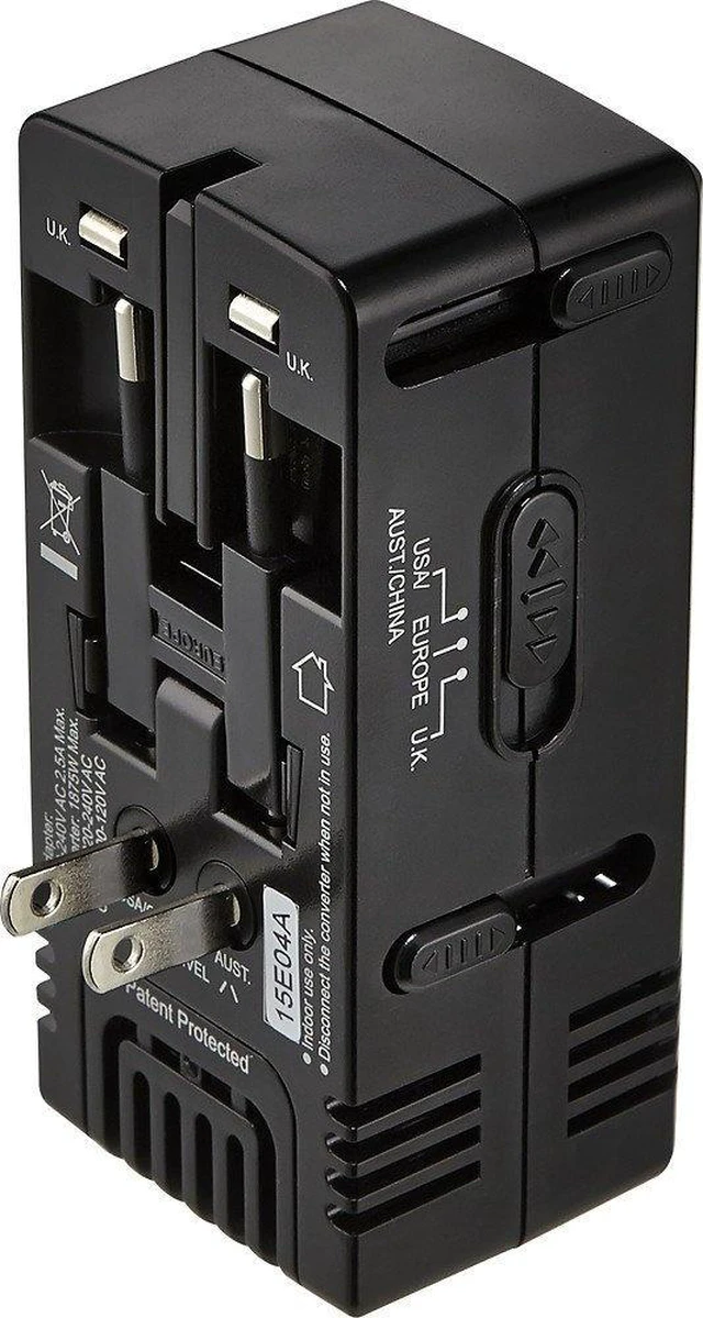 Alt view image 4 of 4 - All-In-One Travel Adapter/Converter - Black