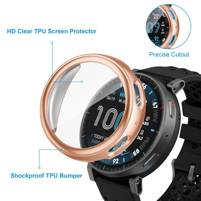 Alt view image 3 of 7 - 8 Pack Case Compatible for Amazfit Active Max with Tempered Glass Screen Protector, Shockproof Soft TPU Cover Compatible with Amazfit Active Max