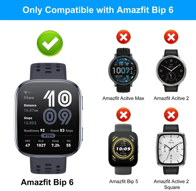 Alt view image 2 of 7 - 8 Pack Case Compatible for Amazfit Bip 6 with Tempered Glass Screen Protector, Shockproof Soft TPU Cover Compatible with Amazfit Bip 6