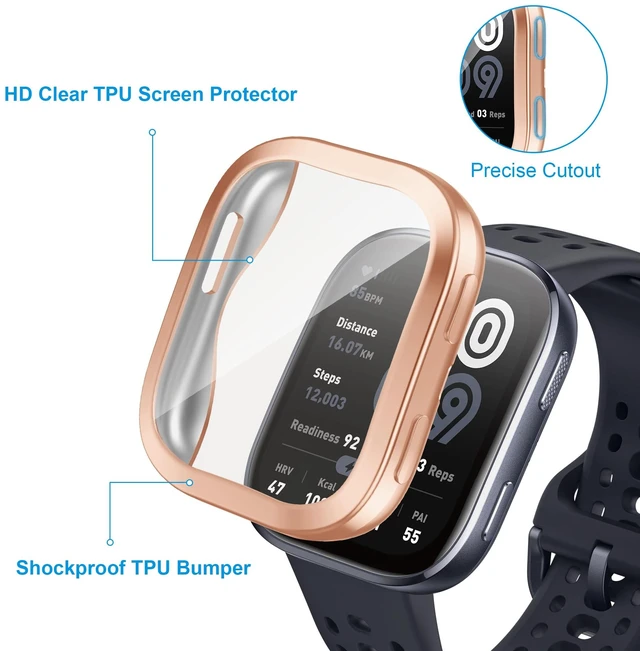 Alt view image 3 of 7 - 8 Pack Case Compatible for Amazfit Bip 6 with Tempered Glass Screen Protector, Shockproof Soft TPU Cover Compatible with Amazfit Bip 6