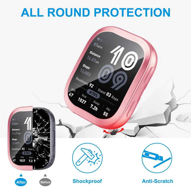 Alt view image 4 of 7 - 8 Pack Case Compatible for Amazfit Bip 6 with Tempered Glass Screen Protector, Shockproof Soft TPU Cover Compatible with Amazfit Bip 6