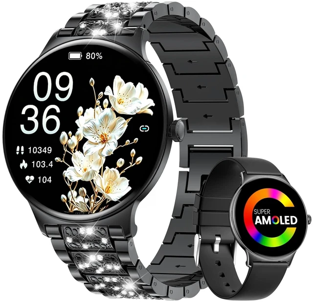 Main image of Ultra-Thin Smart Watch for Women,1.43" Always-on Display Smart Watch with Bluetooth Call,Health Tracker 100+ Sports Modes, Mutifuction Women Smartwatch for Android iOS 2 Straps(Black)