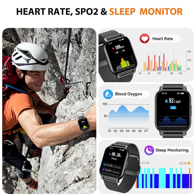 Alt view image 3 of 7 - Smart Watch for Women(3 Bands), Fitness Tracker with Bluetooth Calls & AI Voice Control, 1.85 HD Screen, Heart Rate/SpO2 Monitor, Sleep Tracker, Compatible with Android iOS (Black)