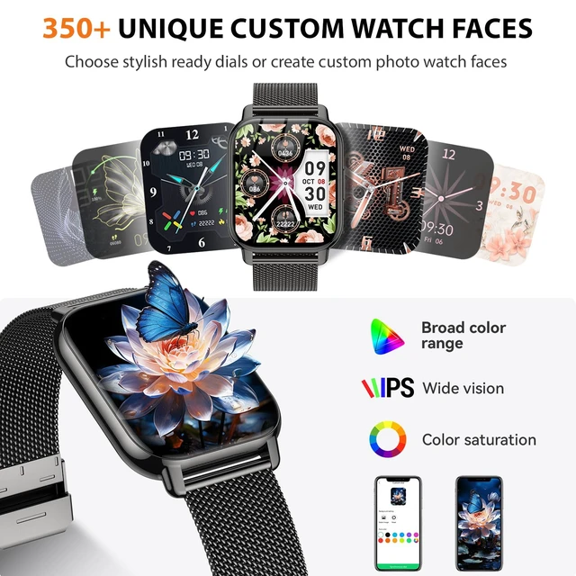 Alt view image 6 of 7 - Smart Watch for Women(3 Bands), Fitness Tracker with Bluetooth Calls & AI Voice Control, 1.85 HD Screen, Heart Rate/SpO2 Monitor, Sleep Tracker, Compatible with Android iOS (Black)