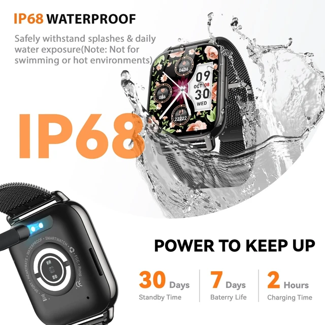 Alt view image 7 of 7 - Smart Watch for Women(3 Bands), Fitness Tracker with Bluetooth Calls & AI Voice Control, 1.85 HD Screen, Heart Rate/SpO2 Monitor, Sleep Tracker, Compatible with Android iOS (Black)