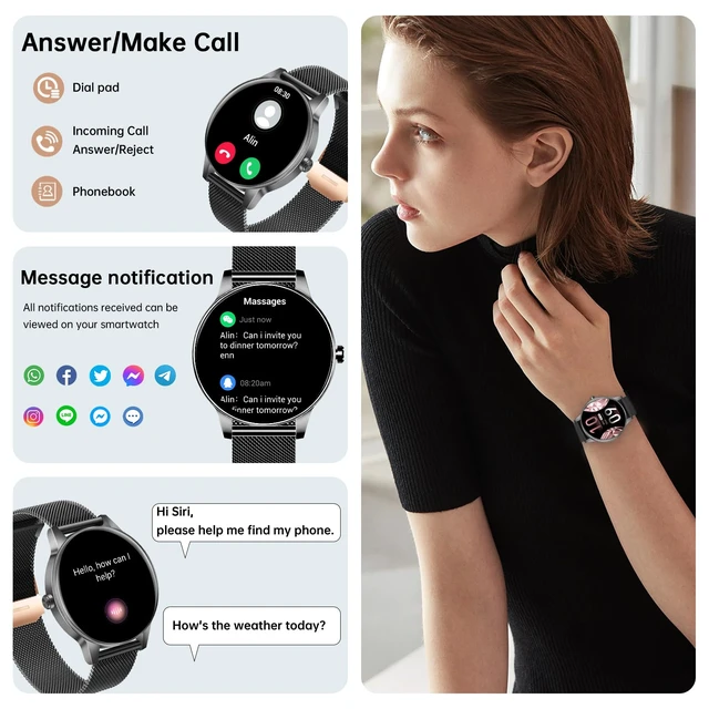 Alt view image 2 of 7 - Smart Watches for Men Women(Answer/Make Calls), 1.27" HD Screen Fitness Tracker with Heart Rate/Sleep Monitor, 130+ Sport Modes IP68 Waterproof Activity Tracking, Smart watch for Android iPhone, Black