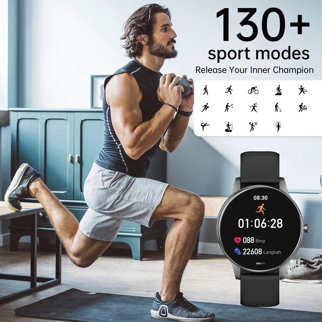 Alt view image 5 of 7 - Smart Watches for Men Women(Answer/Make Calls), 1.27" HD Screen Fitness Tracker with Heart Rate/Sleep Monitor, 130+ Sport Modes IP68 Waterproof Activity Tracking, Smart watch for Android iPhone, Black