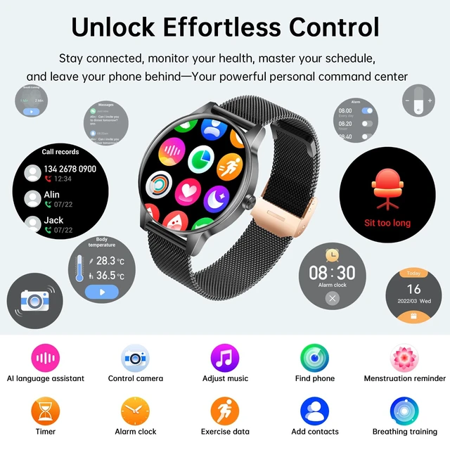Alt view image 7 of 7 - Smart Watches for Men Women(Answer/Make Calls), 1.27" HD Screen Fitness Tracker with Heart Rate/Sleep Monitor, 130+ Sport Modes IP68 Waterproof Activity Tracking, Smart watch for Android iPhone, Black