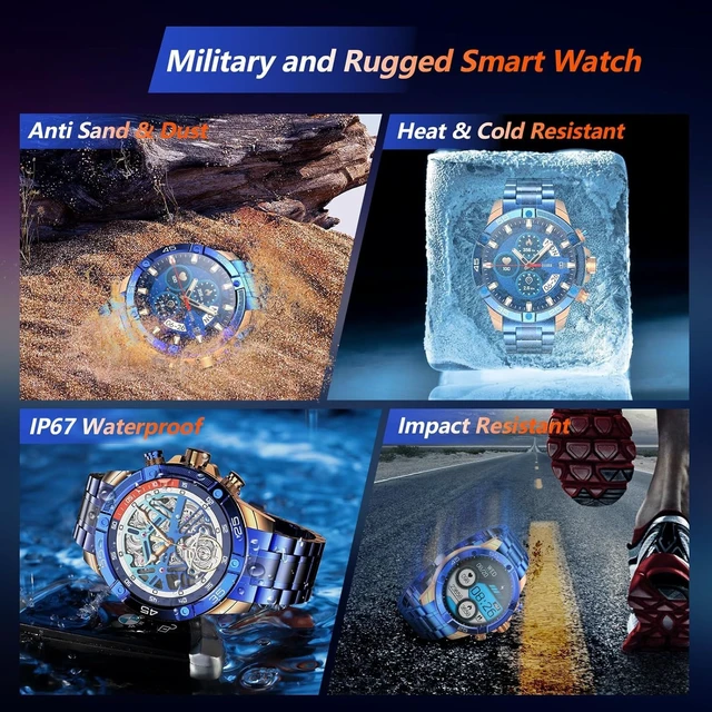 Alt view image 5 of 7 - Men's Smart Watch Round HD 1.53" Gold Blue Smart Watches for Men, Multiple Sports Modes, Bluetooth Voice Call. Available for iOS and Android (Black)