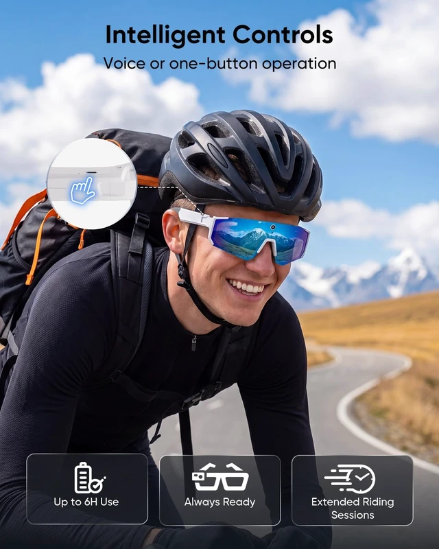 Alt view image 3 of 7 - AI Smart Glasses with Camera and Bluetooth,WiFi,Video Recording Audio Recording for Sports & Outdoor,Voice Control,Music Player,Real-Time Translation,Unisex