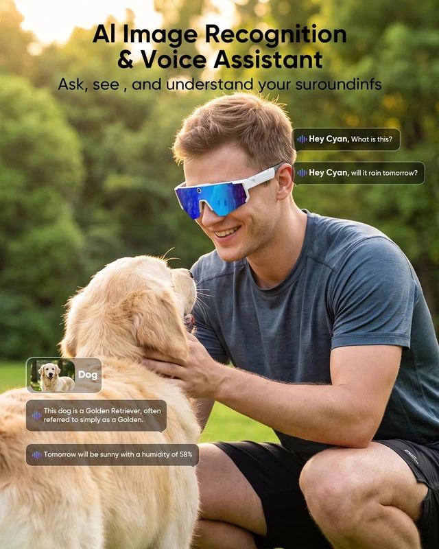 Alt view image 4 of 7 - AI Smart Glasses with Camera and Bluetooth,WiFi,Video Recording Audio Recording for Sports & Outdoor,Voice Control,Music Player,Real-Time Translation,Unisex