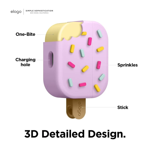 Alt view image 3 of 7 - Ice Cream Case with Keychain for AirPods Pro (Blueberry)