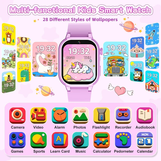 Alt view image 2 of 7 - Smart Watch for Girls - Kids Watch with 39 Games, Built-in Camera, Video Recorder, Alarm, Calculator, Pedometer & Various Wallpapers Toys for Ages 4-12 Years Old Birthday