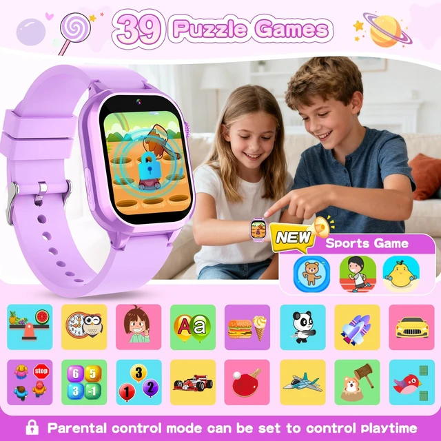 Alt view image 3 of 7 - Smart Watch for Girls - Kids Watch with 39 Games, Built-in Camera, Video Recorder, Alarm, Calculator, Pedometer & Various Wallpapers Toys for Ages 4-12 Years Old Birthday