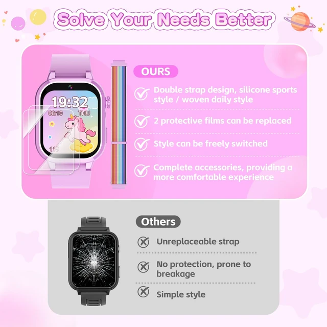 Alt view image 5 of 7 - Smart Watch for Girls - Kids Watch with 39 Games, Built-in Camera, Video Recorder, Alarm, Calculator, Pedometer & Various Wallpapers Toys for Ages 4-12 Years Old Birthday
