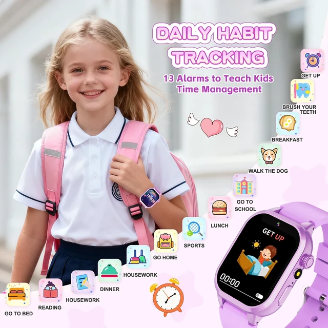 Alt view image 6 of 7 - Smart Watch for Girls - Kids Watch with 39 Games, Built-in Camera, Video Recorder, Alarm, Calculator, Pedometer & Various Wallpapers Toys for Ages 4-12 Years Old Birthday