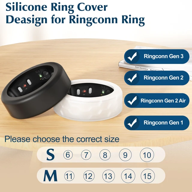 Alt view image 2 of 7 - 6Pack Cover Compatible with RingConn Gen 3/Gen 2/Gen 2 Air/Gen 1 Protector Anti-Slip Design,Comfort Silicone Anti-Scratch Durable Case for Gym Woking Out Daily Women Men-6Black-M for 11/12/13/14