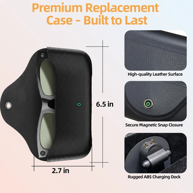Alt view image 4 of 7 - Portable Glasses Charging Case Compatible with Ra-y-Ban Me-ta Oa-kley HSTN 3000mAh Wireless Charger Replacement with LED Indicator for Travel Outdoor Sports
