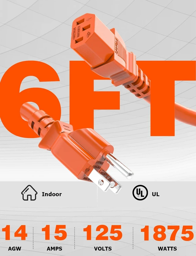 Alt view image 4 of 7 - Power Station Charging Cable 6FT, 14AWG Fast Charging Cable Compatible with Jackery Power Station Explorer 1000/1500/2000/3000, Bluetti EB3A, Anker 757/767,125Volt 15A Universal AC Power Cord