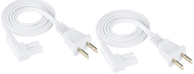 Main image of 3-Foot 2-Pack Power Cord for Sonos One, One SL, Play-1 Speakers - Compatible Power Plug Cable (Standard, White)