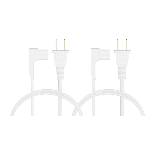 Alt view image 6 of 7 - 3-Foot 2-Pack Power Cord for Sonos One, One SL, Play-1 Speakers - Compatible Power Plug Cable (Standard, White)