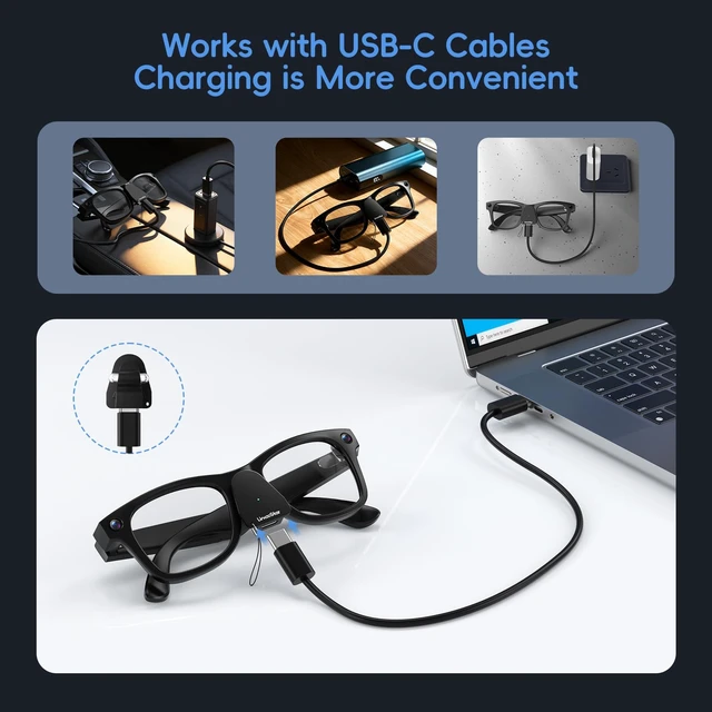 Alt view image 2 of 6 - 2Pack Charging Adapter for RayBan Meta Smart Glasses Charger (Gen1 & Gen2) Wayfarer/Skyler/Headliner and Oakley Meta HSTN, Portable USB C Charger Adapter Connector for Ray ban Meta Glasses Accessories
