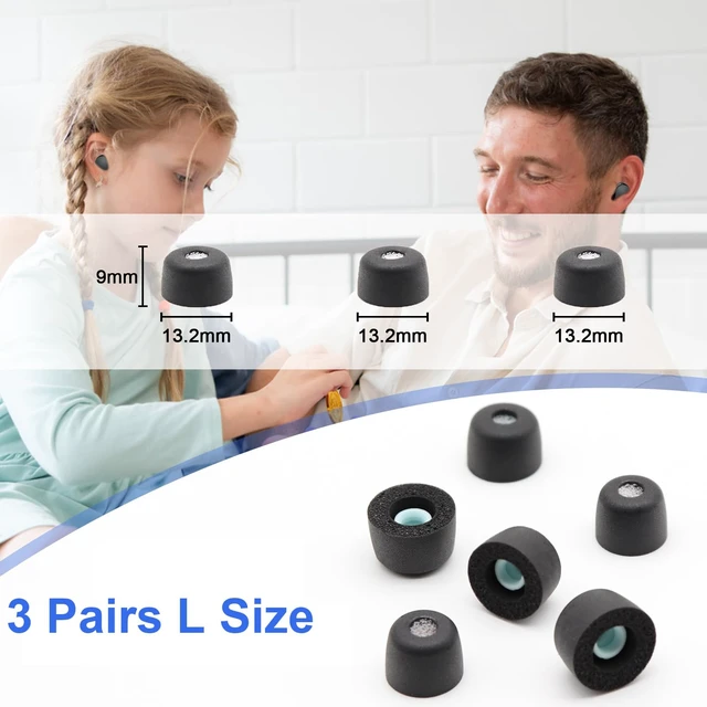Alt view image 2 of 7 - 3 Pairs Memory Foam Eartips Ear Buds for Sony WF-1000XM6 & WF-1000XM5, Ear Tips Replacement Sony Ear Piece Foam Tips for WF-1000XM6/XM5 Fit Charging Case(Matt Surface, L)