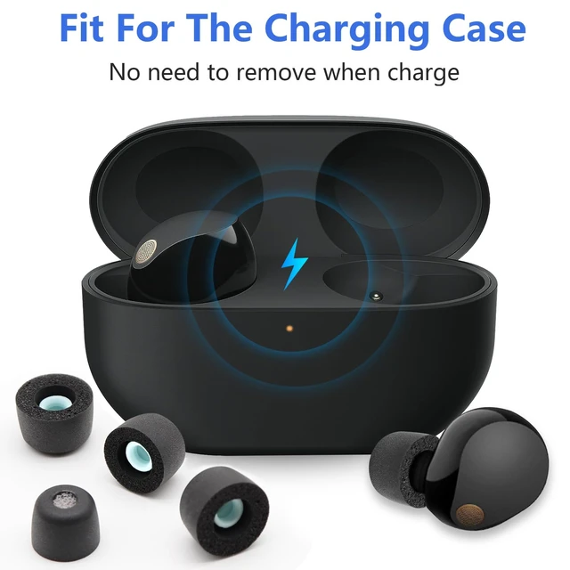 Alt view image 5 of 7 - 3 Pairs Memory Foam Eartips Ear Buds for Sony WF-1000XM6 & WF-1000XM5, Ear Tips Replacement Sony Ear Piece Foam Tips for WF-1000XM6/XM5 Fit Charging Case(Matt Surface, L)