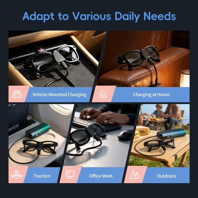 Alt view image 6 of 6 - 2Pack Charging Adapter for RayBan Meta Smart Glasses Charger (Gen1 & Gen2) Wayfarer/Skyler/Headliner and Oakley Meta HSTN, Portable USB C Charger Adapter Connector for Ray ban Meta Glasses Accessories