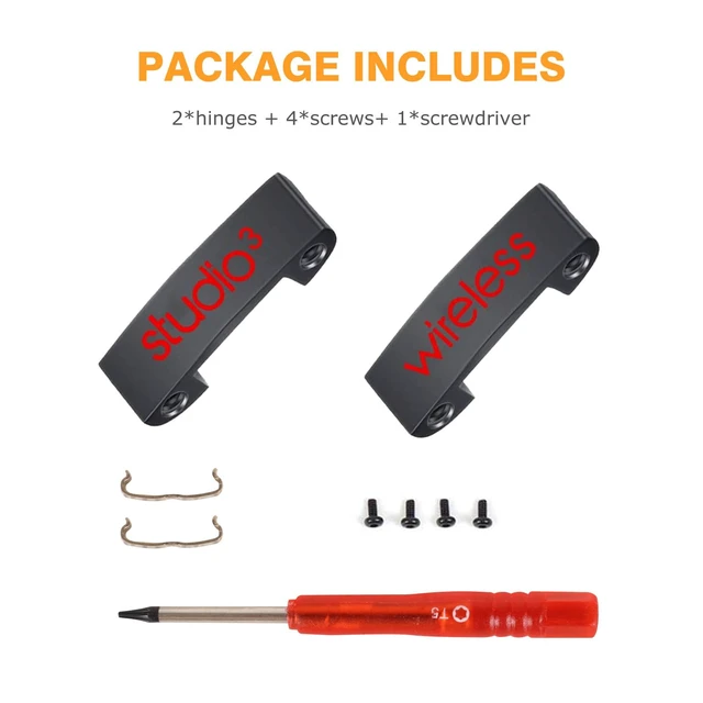 Alt view image 6 of 6 - Studio 3 Replacement Parts as Same as the OEM Accessories Hinge Durable Repait Kit Compatible with Beats Studio3 (A1914), Studio2 Wired/Wireless, Studio Pro (A2924) Headphones (Defiant Black-Red)