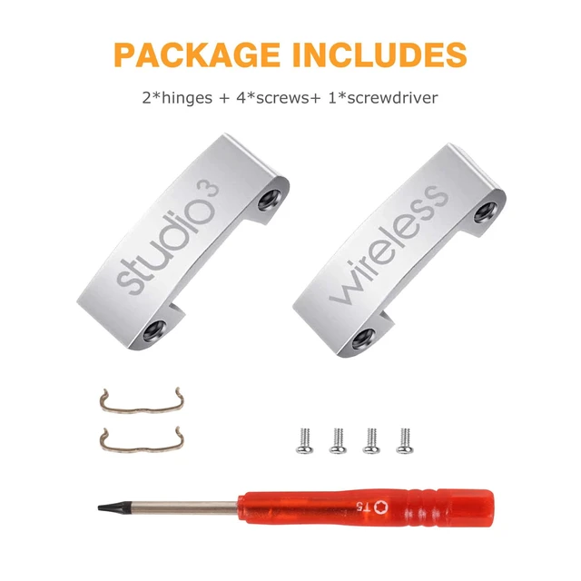 Alt view image 6 of 6 - Studio 3 Hinge Replacement Parts as Same as the OEM Accessories Durable Repair Kit Compatible with Beats by Dre Studio3 (A1914), Studio2 Wired/Wireless, Studio Pro (A2924) Headphones (Silver)