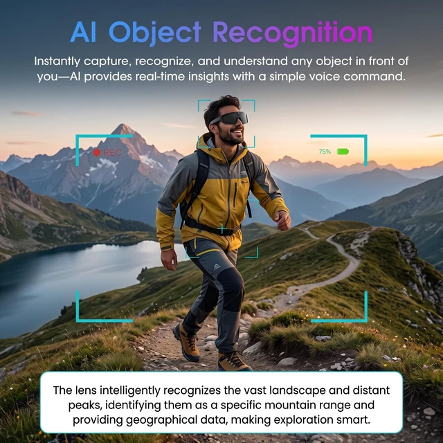 Alt view image 5 of 7 - AI Smart Glasses with Camera, Bluetooth Sunglasses for Sports-Black 8MP HD, AI Image Enhancement, Built-In Storage, WiFi Transfer, Stabilization for Cycling, Travel & Daily Adventures