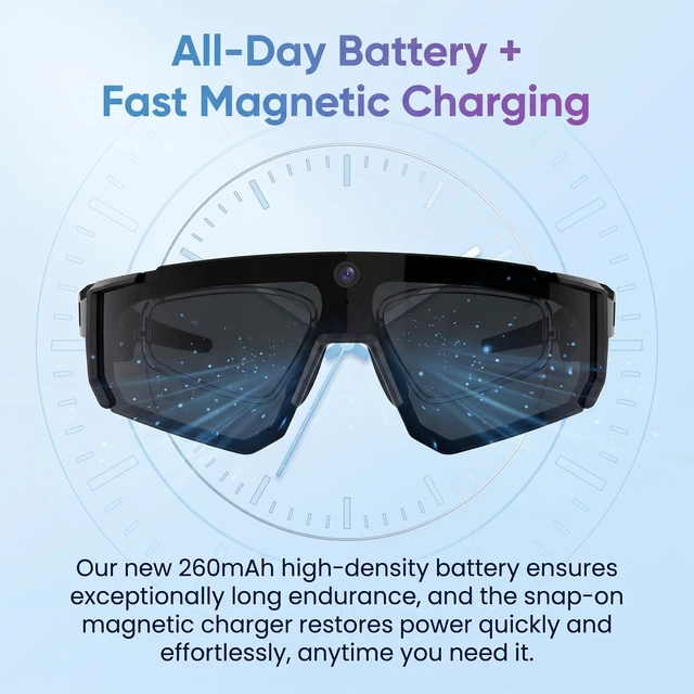 Alt view image 6 of 7 - AI Smart Glasses with Camera, Bluetooth Sunglasses for Sports-Black 8MP HD, AI Image Enhancement, Built-In Storage, WiFi Transfer, Stabilization for Cycling, Travel & Daily Adventures