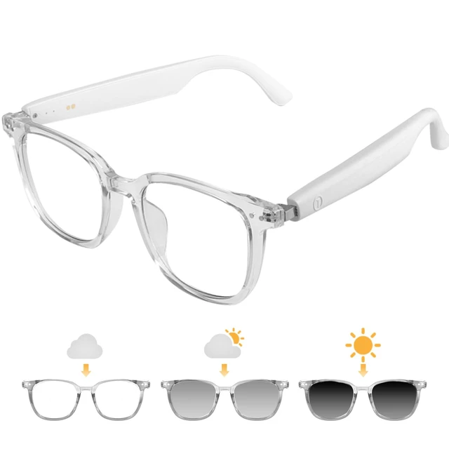 Alt view image 2 of 7 - Smart Glasses for Women Men, Bluetoot Glasses with Color-Changing Lenses Open Ear Sound Speakers, Magnetic Charging, Voice Assistant, Music/Calls, Blue Light Audio Glasses for Working Travel (Clear)