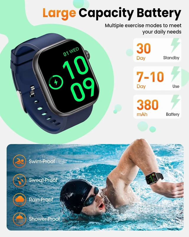Alt view image 7 of 7 - 1.96" HD AMOLED Smart Watch for Men Women,Fitness Watch Tracker with 2 Band 20 Day+Battery Life/IP68 Waterproof/140+ Sport Modes/Bluetooth Call/SpO2 Sleep Monitor/Compatible for Android IOS