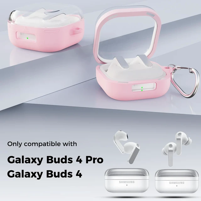 Alt view image 2 of 7 - for Samsung Galaxy Buds 4 Pro Case Cover with Magnetic Safety Lock Hard Shell Shockproof Protective Magnetic Case for Galaxy Buds 4 Earbuds 2026 with Cleaner Kit & Carabiner, Pink