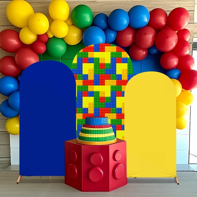Alt view image 6 of 7 - 3 Pcs Arch Backdrop Cover Spandex Stretch, Blue, Classic 4ft 5ft 6ft for Arch Stand, Stretchable Spandex Fits Frames, Building Blocks Theme Birthday Shower, Sport Event Backdrop
